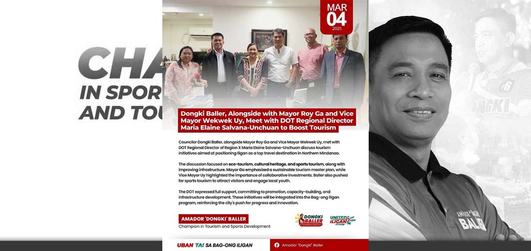 Councilor Dongki Baller, Mayor Roy Ga, and Vice Mayor Wekwek Uy Collaborate with DOT Region X to Enhance Iligan's Tourism Potential